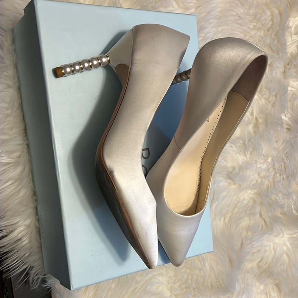 Bella Belle Audrey Ivory Silk with Pearl Heels